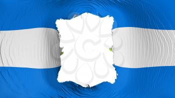 Square hole in the Nicaragua flag, white background, 3d rendering