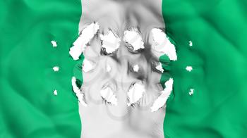 Nigeria flag with a small holes, white background, 3d rendering
