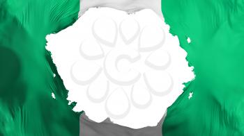 Broken Nigeria flag, white background, 3d rendering