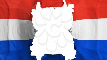 Ripped Paraguay flying flag, over white background, 3d rendering
