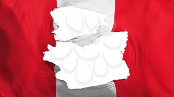 Tattered Peru flag, white background, 3d rendering