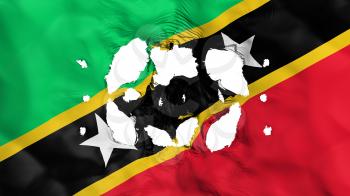 Holes in Saint Kitts and Nevis flag, white background, 3d rendering