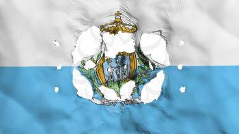Holes in San Marino flag, white background, 3d rendering