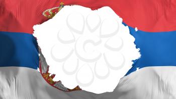 Broken Serbia flag, white background, 3d rendering
