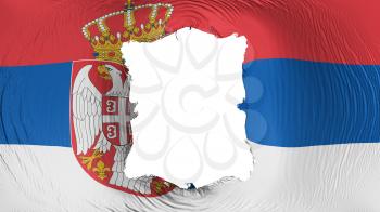 Square hole in the Serbia flag, white background, 3d rendering