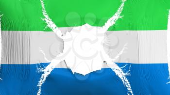 Sierra Leone flag with a hole, white background, 3d rendering