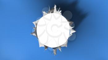 Hole cut in the flag of Somalia, white background, 3d rendering