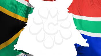 South Africa flag ripped apart, white background, 3d rendering