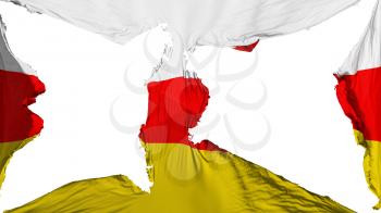 Destroyed South Ossetia flag, white background, 3d rendering