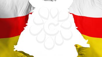 South Ossetia flag ripped apart, white background, 3d rendering