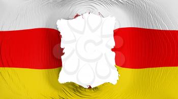 Square hole in the South Ossetia flag, white background, 3d rendering