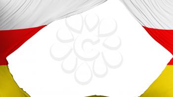 Divided South Ossetia flag, white background, 3d rendering