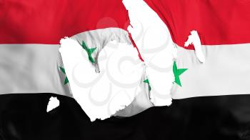 Ragged Syria flag, white background, 3d rendering