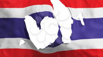 Ragged Thailand flag, white background, 3d rendering