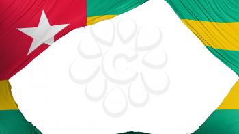 Divided Togo flag, white background, 3d rendering