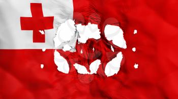 Holes in Tonga flag, white background, 3d rendering