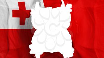 Ripped Tonga flying flag, over white background, 3d rendering