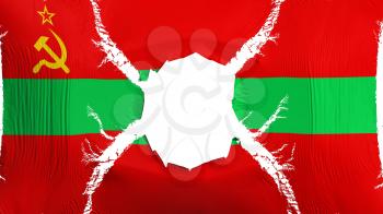 Transnistria flag with a hole, white background, 3d rendering