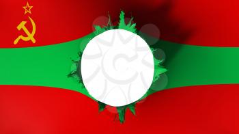 Hole cut in the flag of Transnistria, white background, 3d rendering