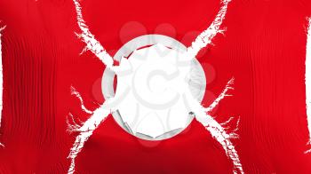 Tunisia flag with a hole, white background, 3d rendering