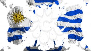 Scattered Uruguay flag, white background, 3d rendering