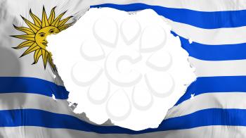 Broken Uruguay flag, white background, 3d rendering