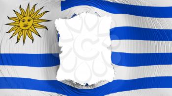 Square hole in the Uruguay flag, white background, 3d rendering