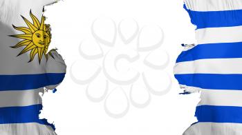 Blasted Uruguay flag, against white background, 3d rendering