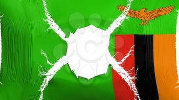 Zambia flag with a hole, white background, 3d rendering