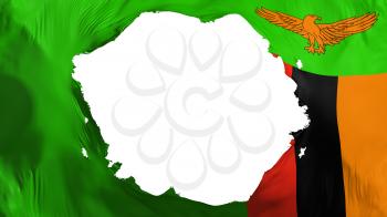 Broken Zambia flag, white background, 3d rendering