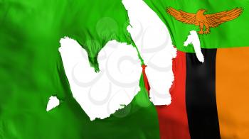 Ragged Zambia flag, white background, 3d rendering