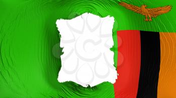Square hole in the Zambia flag, white background, 3d rendering