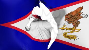 Damaged American Samoa state flag, white background, 3d rendering