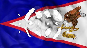 American Samoa state flag with a small holes, white background, 3d rendering