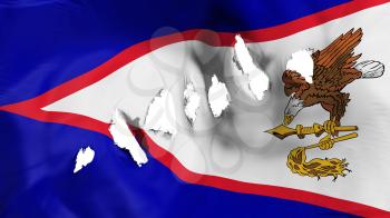 American Samoa state flag perforated, bullet holes, white background, 3d rendering