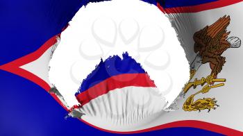 Big hole in American Samoa state flag, white background, 3d rendering