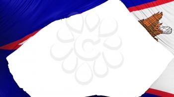Divided American Samoa state flag, white background, 3d rendering