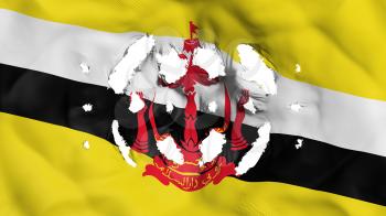 Bandar Seri Begawan, capital of Brunei flag with a small holes, white background, 3d rendering