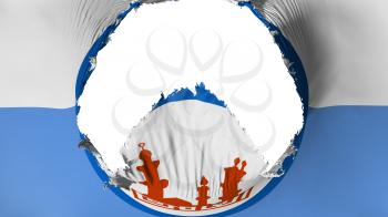 Big hole in Cairo, capital of Egypt flag, white background, 3d rendering