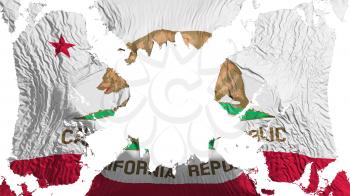 California state torn flag fluttering in the wind, over white background, 3d rendering