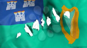 Dublin, capital of Ireland flag perforated, bullet holes, white background, 3d rendering