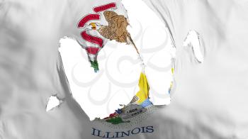 Ragged Illinois state flag, white background, 3d rendering