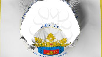 Big hole in Managua, capital of Nicaragua flag, white background, 3d rendering