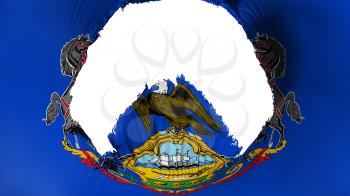 Big hole in Pennsylvania state flag, white background, 3d rendering