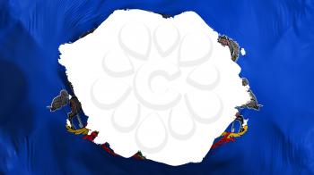 Broken Pennsylvania state flag, white background, 3d rendering