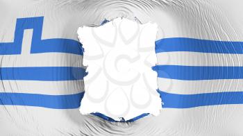 Square hole in the Podgorica city, capital of Montenegro flag, white background, 3d rendering