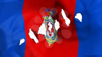 Quito city, capital of Ecuador flag perforated, bullet holes, white background, 3d rendering