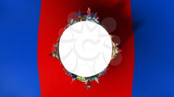 Quito city, capital of Ecuador flag ripped apart, white background, 3d rendering
