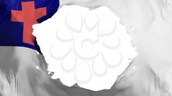 Broken Christian flag, white background, 3d rendering