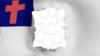 Square hole in the Christian flag, white background, 3d rendering